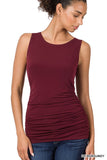 Side Ruched Burgundy Top